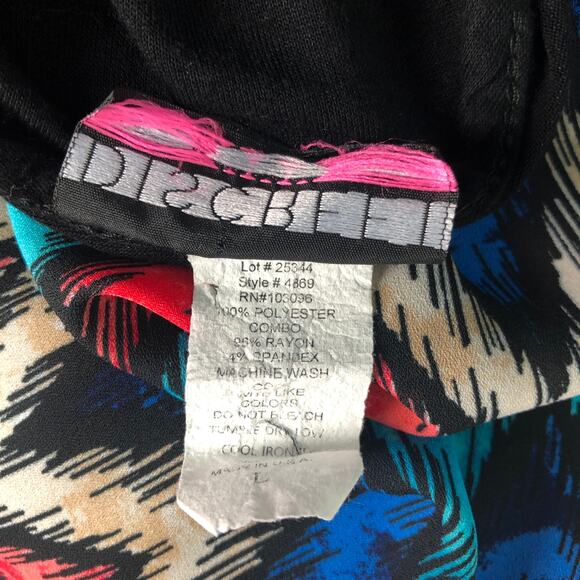 Discreet Multicolor Y2K Chevron Top Juniors Large Artsy Minimalist Dressy Flowy - Picture 10 of 11